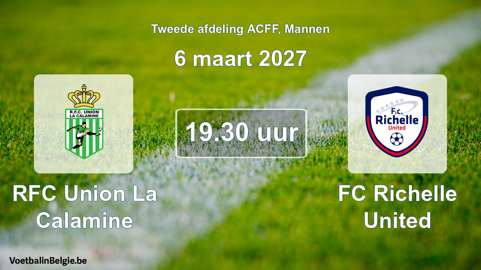 Geplande wedstrijd mannenvoetbal: RFC Union La Calamine - FC Richelle United (6 maart 2027)