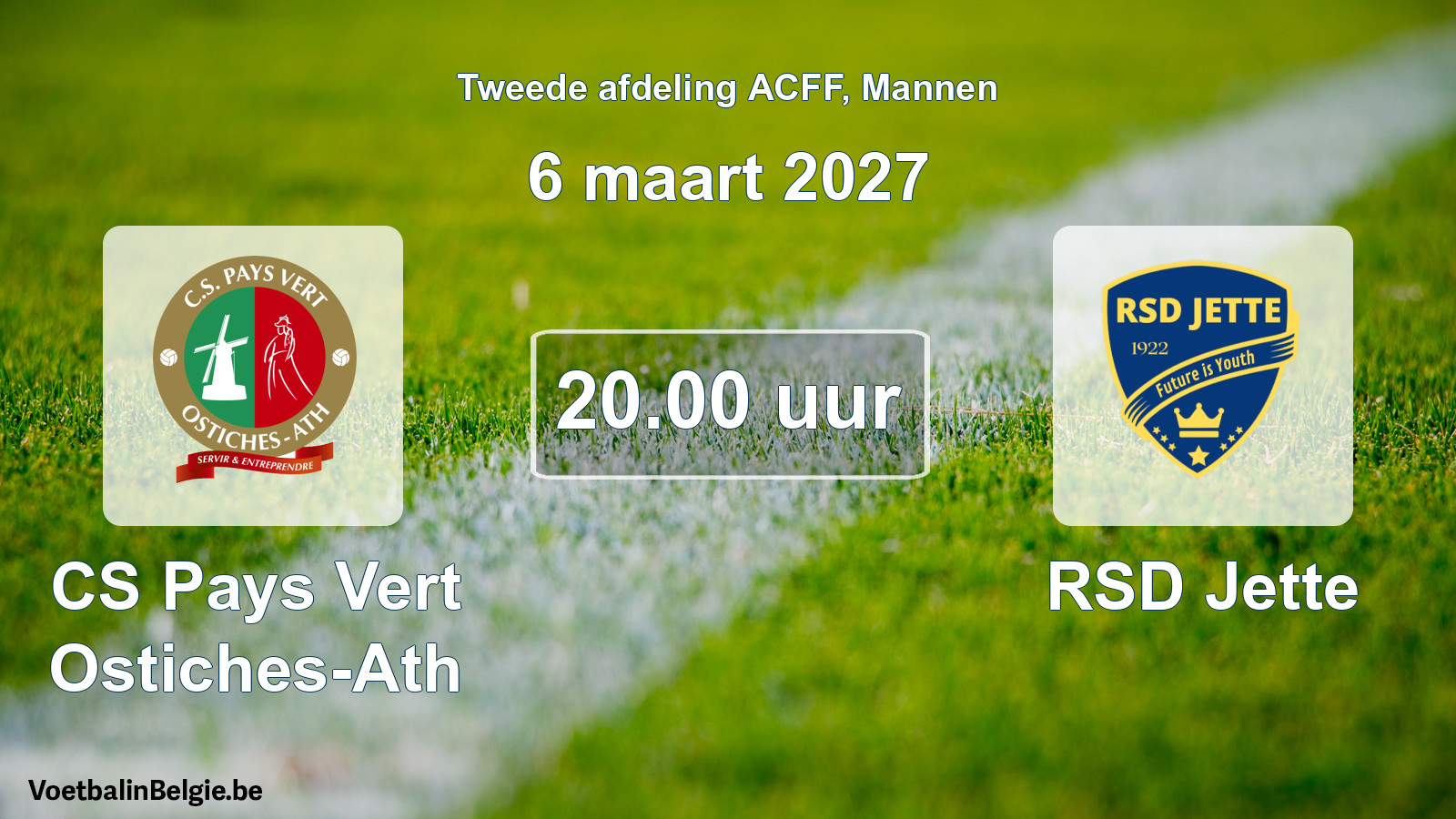 Geplande wedstrijd mannenvoetbal: CS Pays Vert Ostiches-Ath - RSD Jette (6 maart 2027)