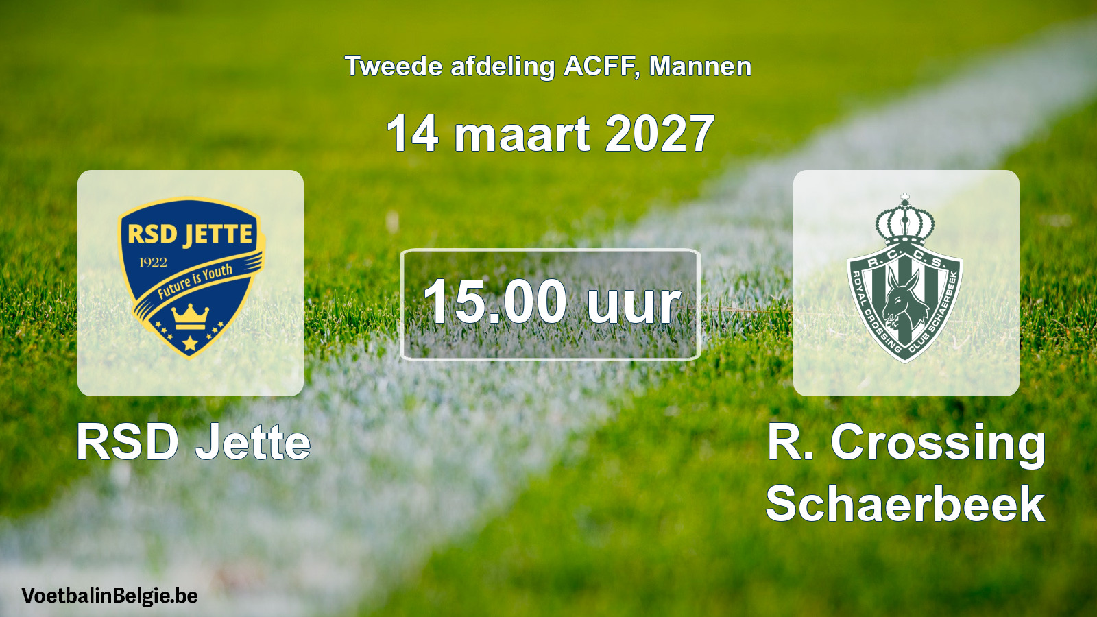 Geplande wedstrijd mannenvoetbal: RSD Jette - R. Crossing Schaerbeek (14 maart 2027)