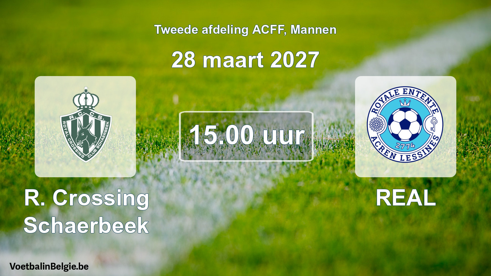 Geplande wedstrijd mannenvoetbal: R. Crossing Schaerbeek - REAL (28 maart 2027)