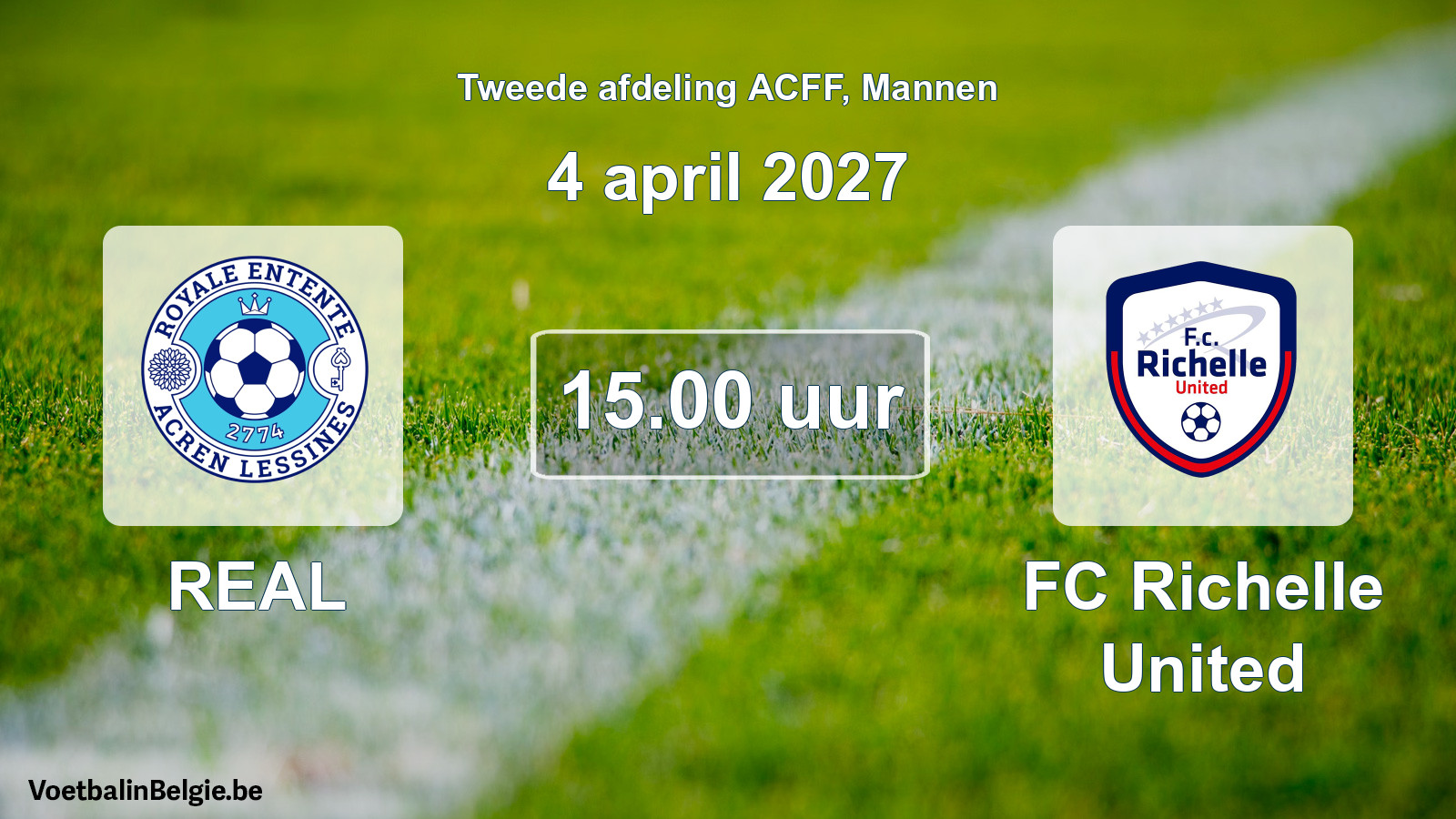 Geplande wedstrijd mannenvoetbal: REAL - FC Richelle United (4 april 2027)