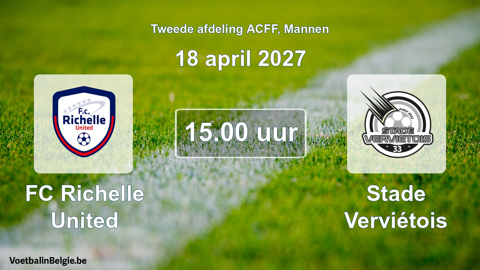 Geplande wedstrijd mannenvoetbal: FC Richelle United - Stade Verviétois (18 april 2027)