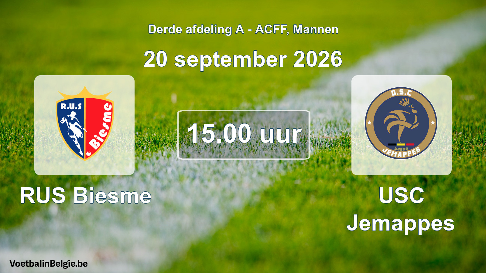 Geplande wedstrijd mannenvoetbal: RUS Biesme - USC Jemappes (20 september 2026)