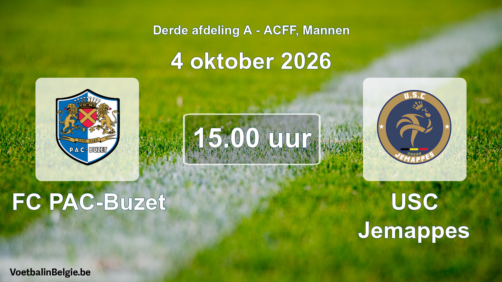 Geplande wedstrijd mannenvoetbal: FC PAC-Buzet - USC Jemappes (4 oktober 2026)