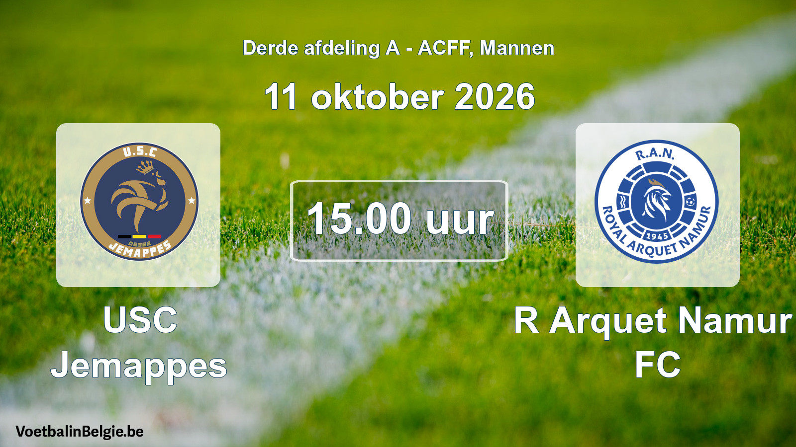 Geplande wedstrijd mannenvoetbal: USC Jemappes - R Arquet Namur FC (11 oktober 2026)