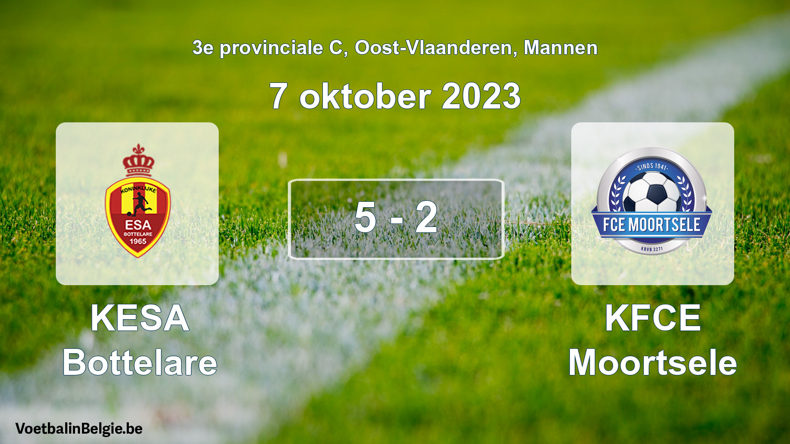Gespeelde wedstrijd mannenvoetbal: KESA Bottelare - KFCE Moortsele 5 - 2 (7 oktober 2023)