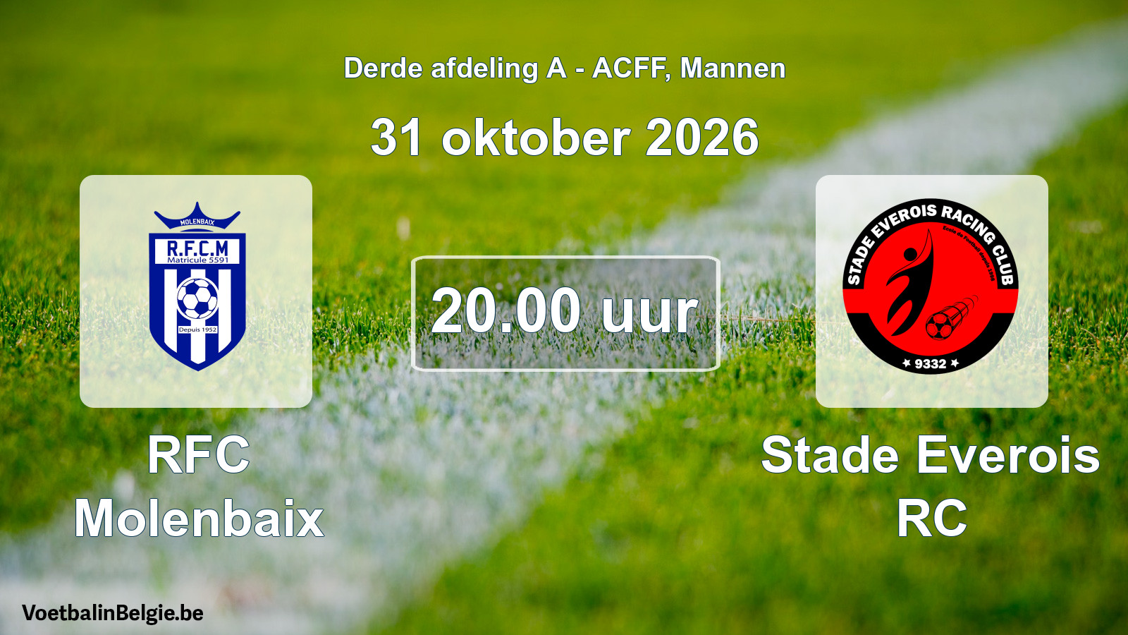 Geplande wedstrijd mannenvoetbal: RFC Molenbaix - Stade Everois RC (31 oktober 2026)