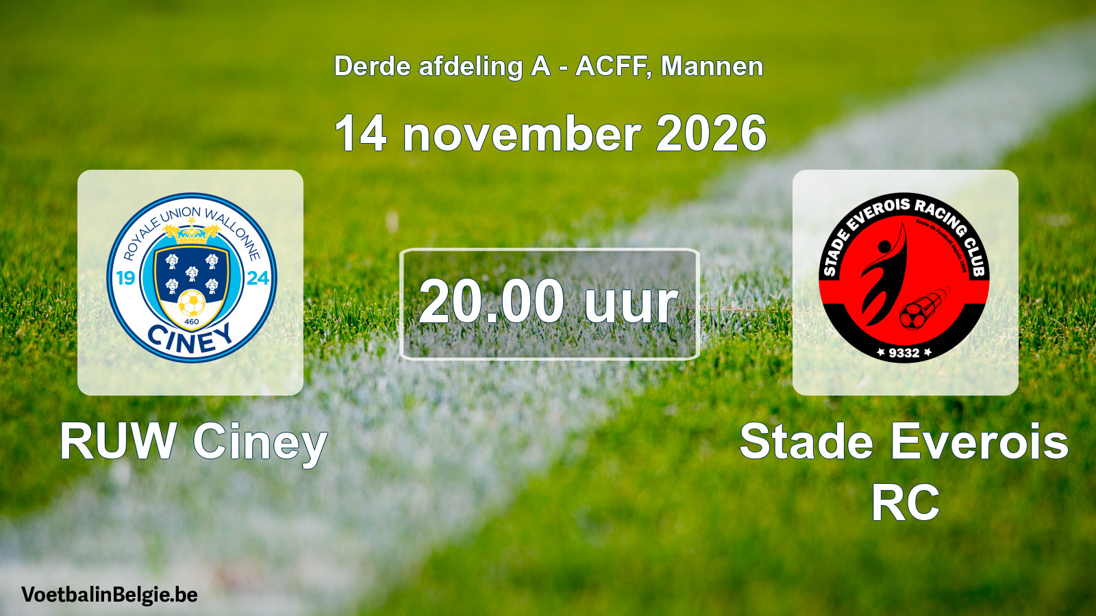 Geplande wedstrijd mannenvoetbal: RUW Ciney - Stade Everois RC (14 november 2026)