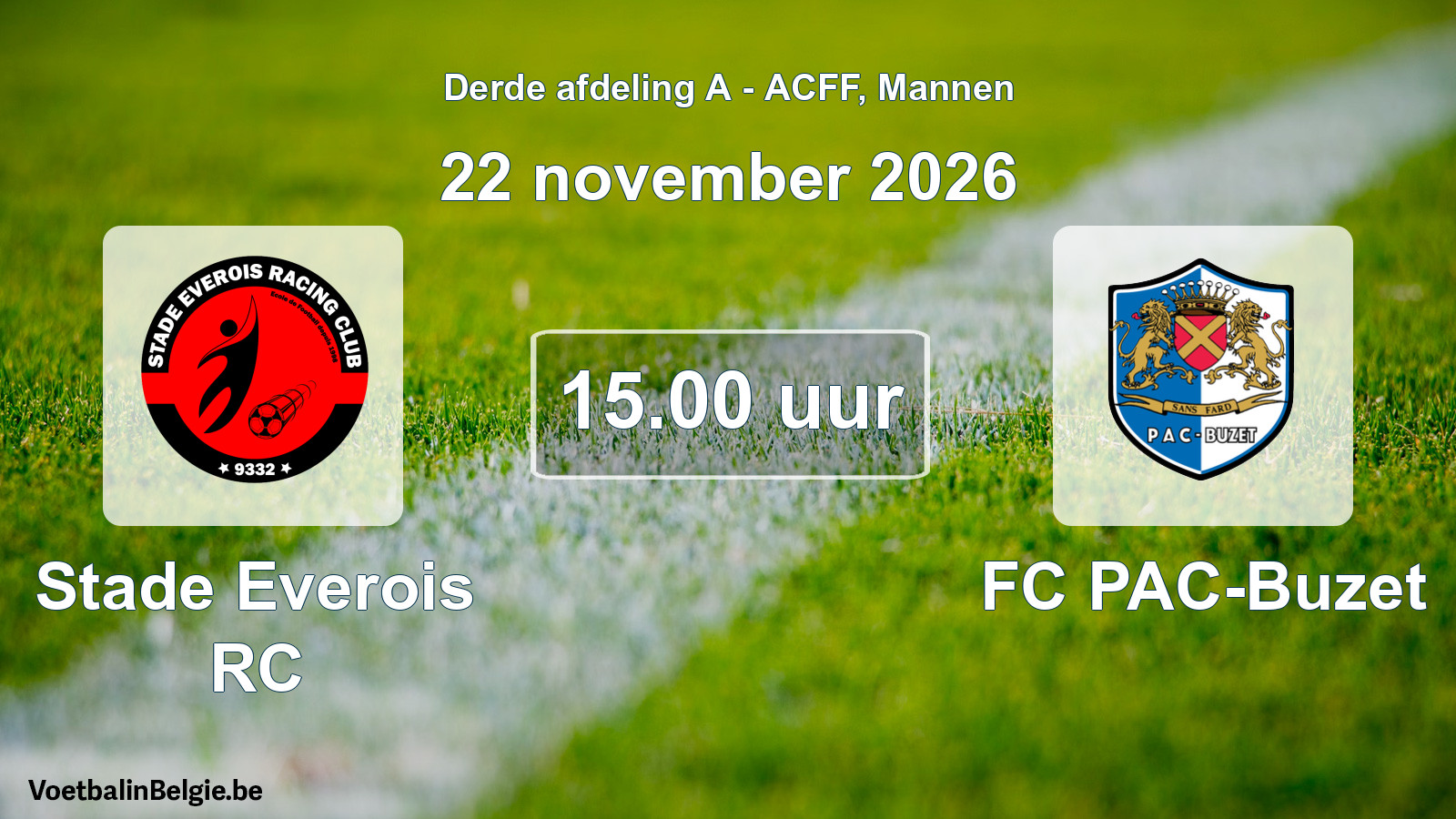 Geplande wedstrijd mannenvoetbal: Stade Everois RC - FC PAC-Buzet (22 november 2026)