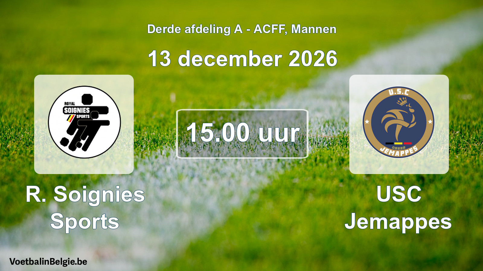 Geplande wedstrijd mannenvoetbal: R. Soignies Sports - USC Jemappes (13 december 2026)