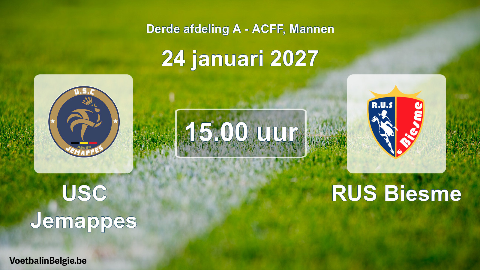 Geplande wedstrijd mannenvoetbal: USC Jemappes - RUS Biesme (24 januari 2027)