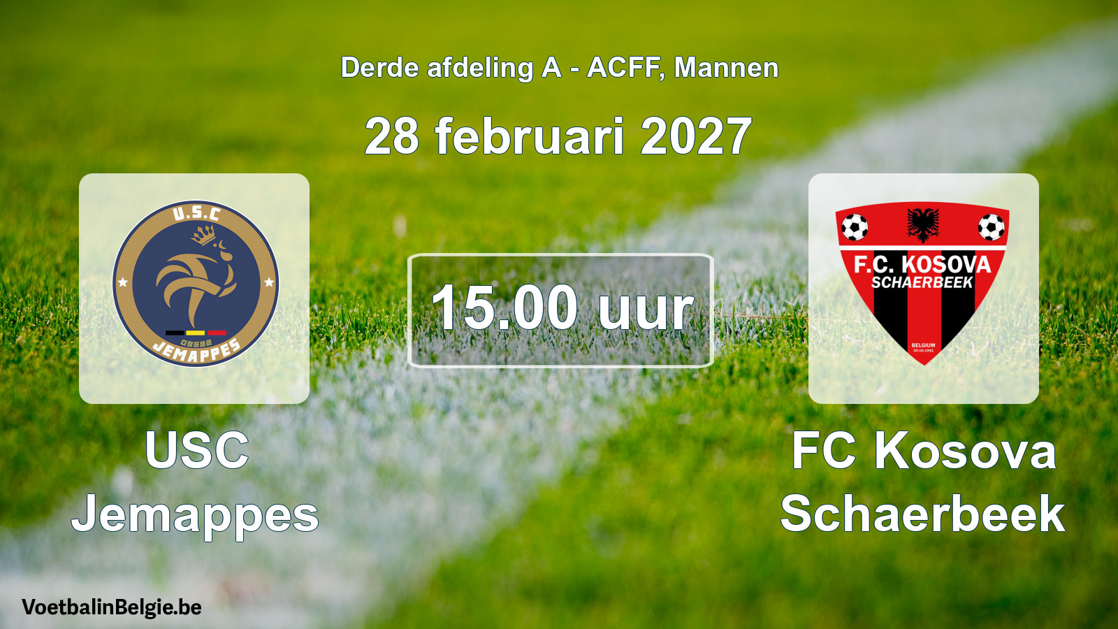 Geplande wedstrijd mannenvoetbal: USC Jemappes - FC Kosova Schaerbeek (28 februari 2027)