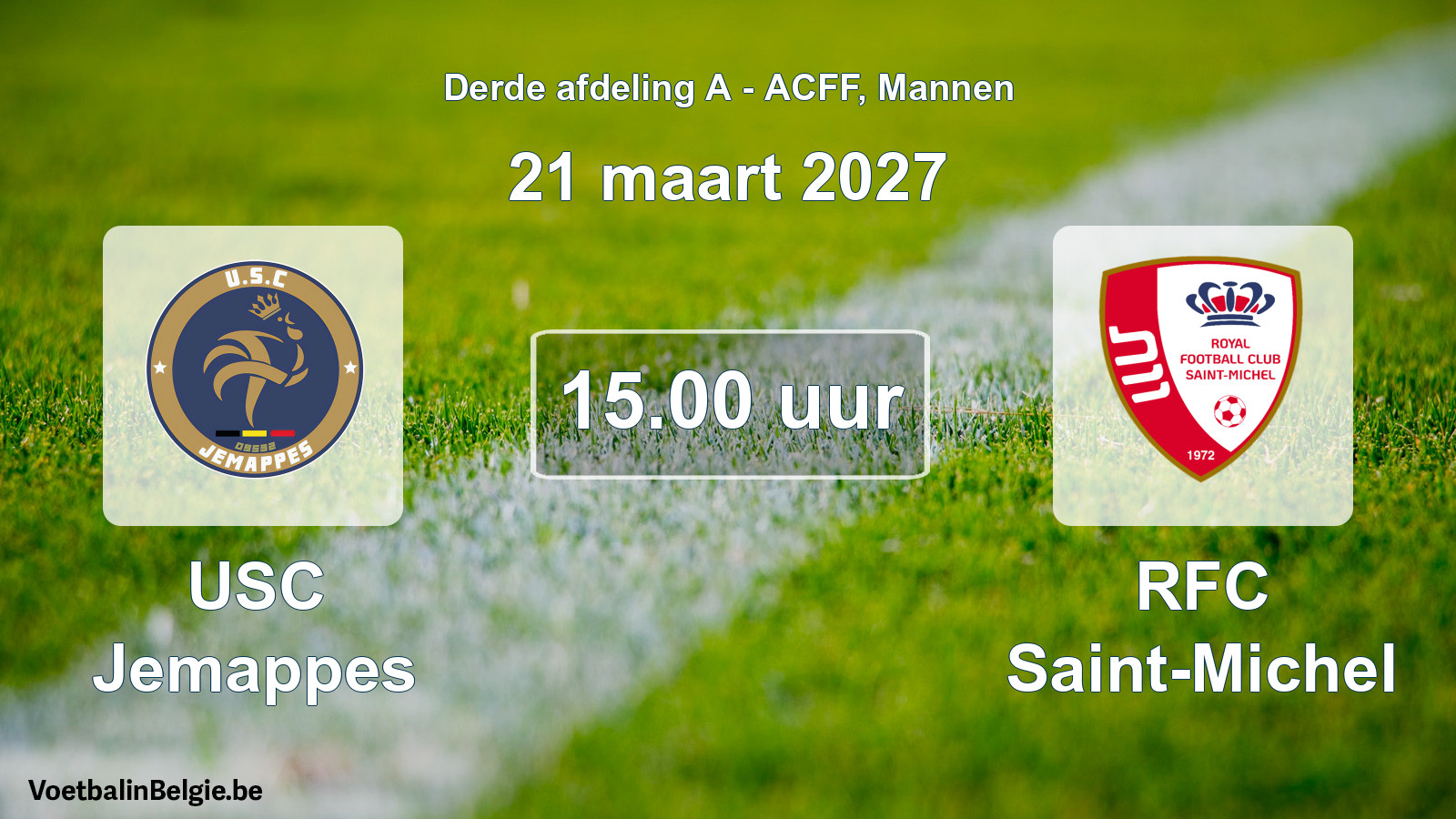 Geplande wedstrijd mannenvoetbal: USC Jemappes - RFC Saint-Michel (21 maart 2027)