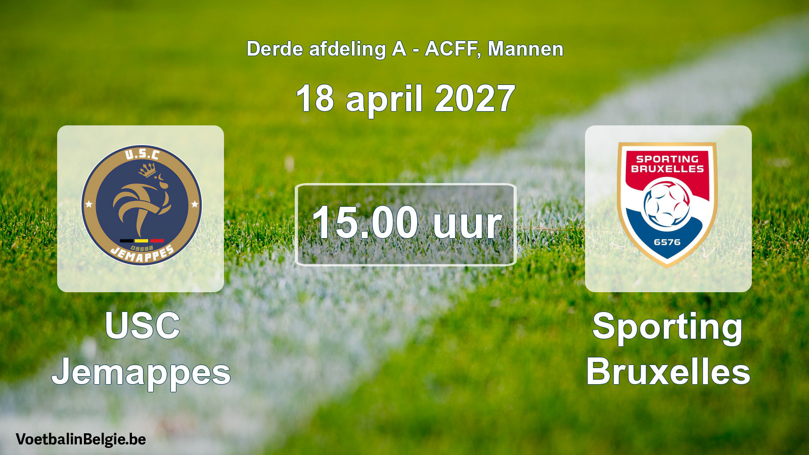 Match prévu football hommes: USC Jemappes - Sporting Bruxelles (18 avril 2027)