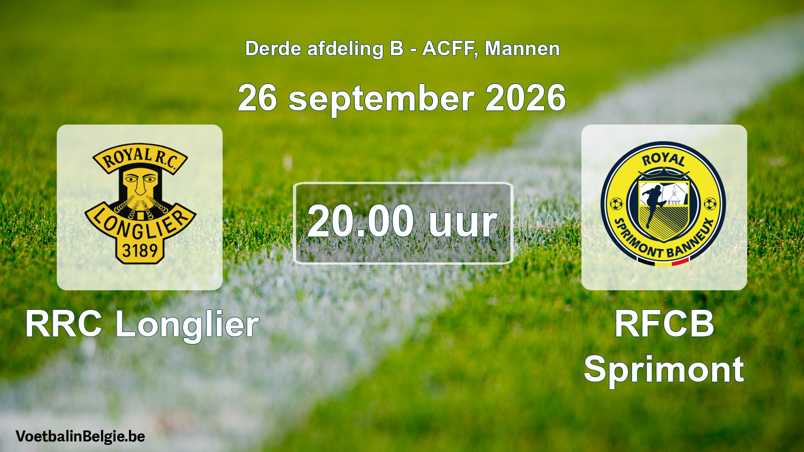 Geplande wedstrijd mannenvoetbal: RRC Longlier - RFCB Sprimont (26 september 2026)
