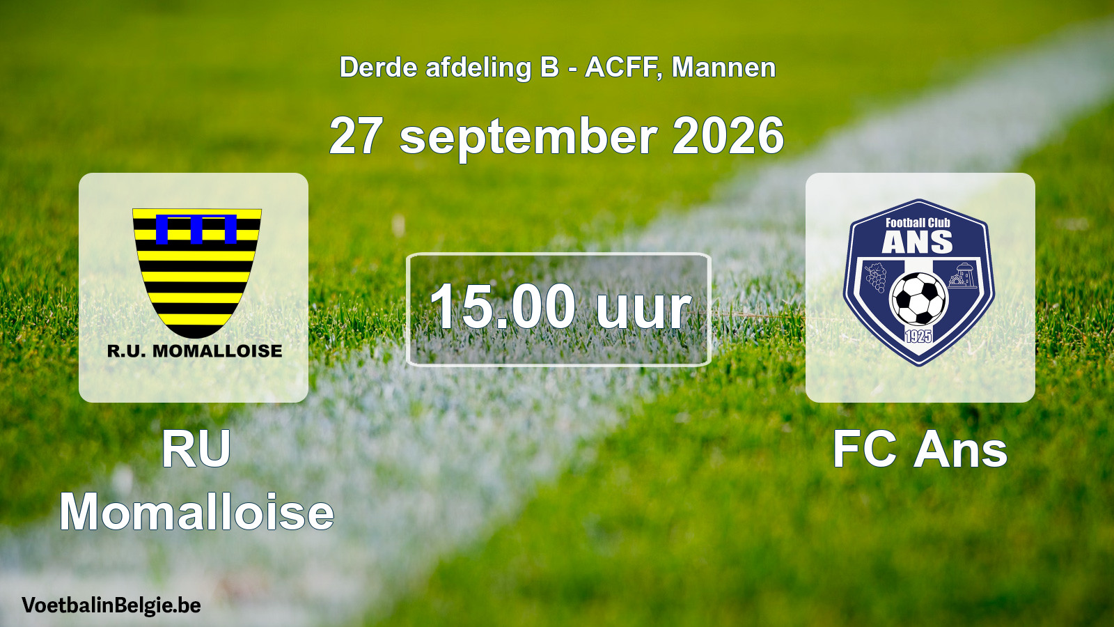 Match prévu football hommes: RU Momalloise - FC Ans (27 septembre 2026)