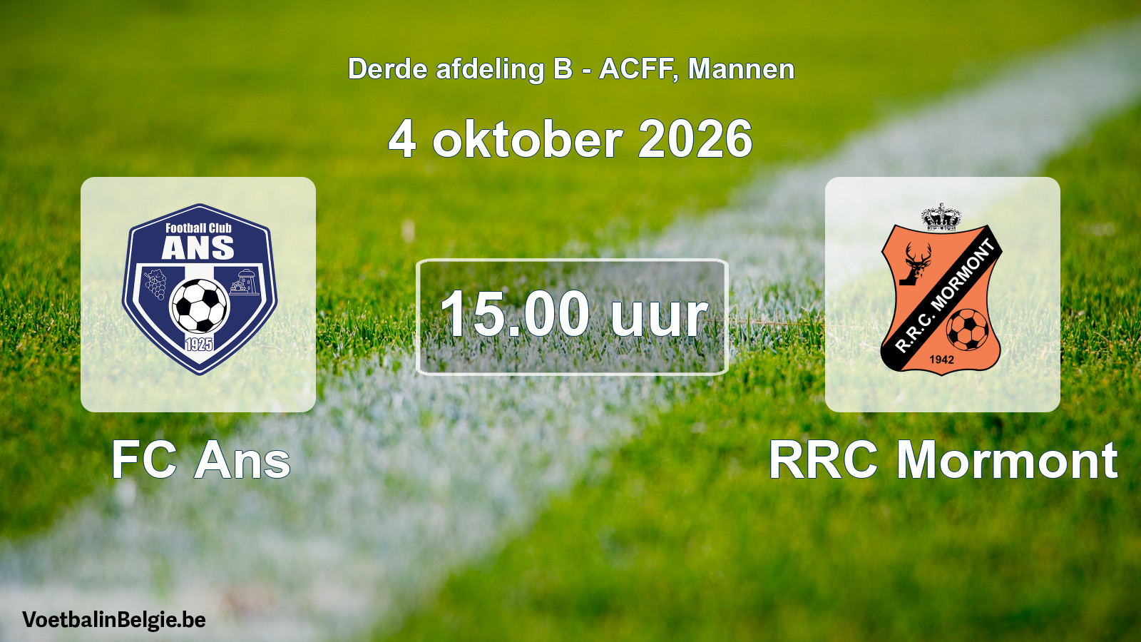 Geplande wedstrijd mannenvoetbal: FC Ans - RRC Mormont (4 oktober 2026)