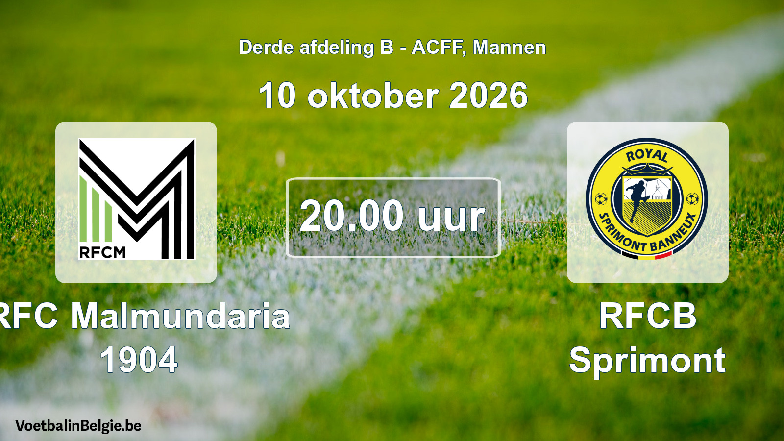 Geplande wedstrijd mannenvoetbal: RFC Malmundaria 1904 - RFCB Sprimont (10 oktober 2026)