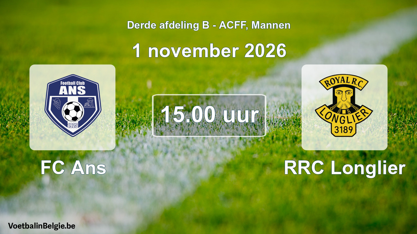 Geplande wedstrijd mannenvoetbal: FC Ans - RRC Longlier (1 november 2026)