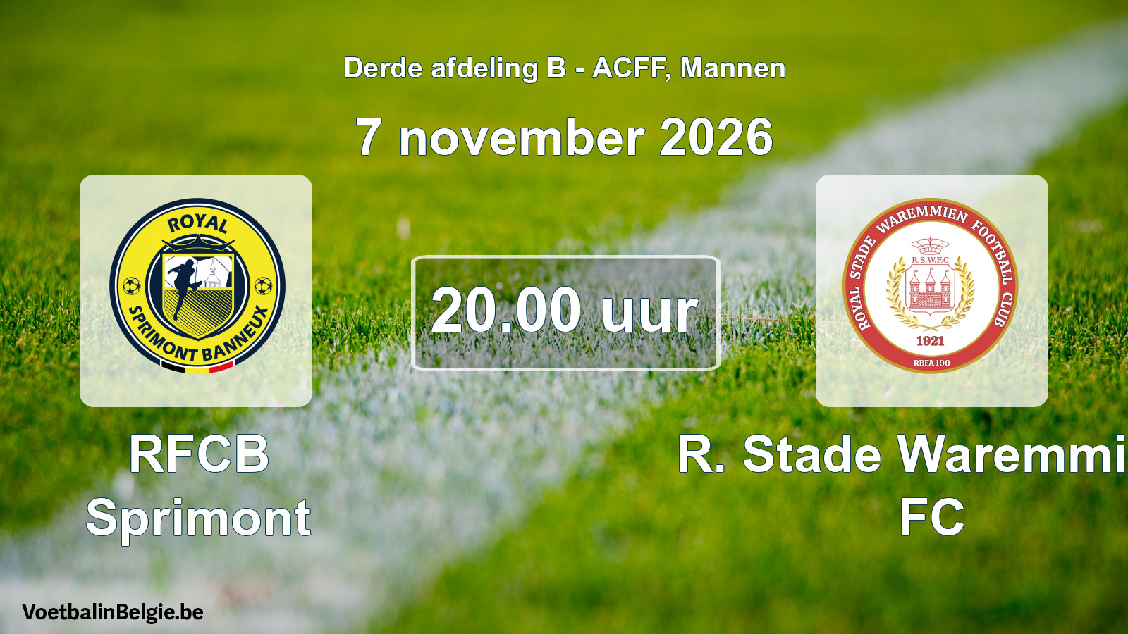 Geplande wedstrijd mannenvoetbal: RFCB Sprimont - R. Stade Waremmien FC (7 november 2026)