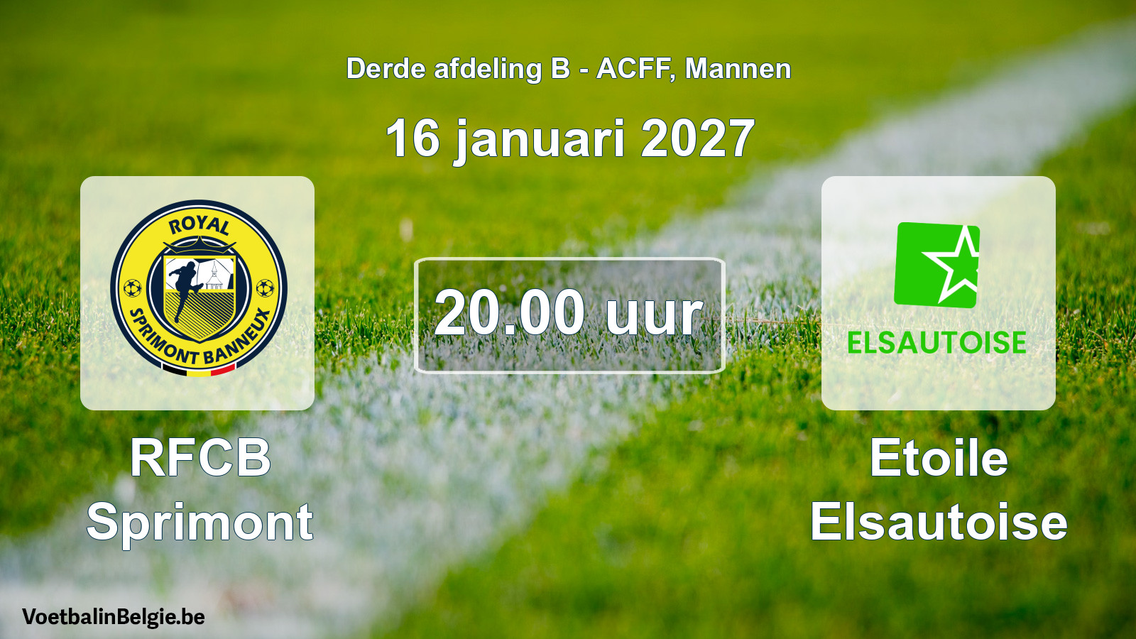 Match prévu football hommes: RFCB Sprimont - Etoile Elsautoise (16 janvier 2027)