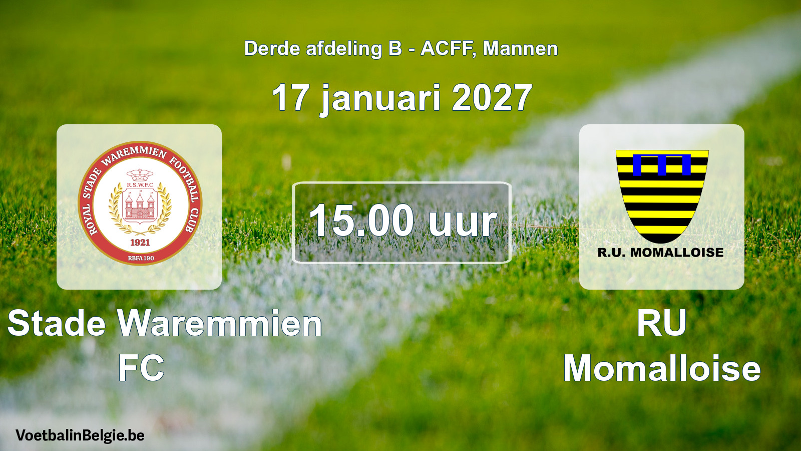 Geplande wedstrijd mannenvoetbal: R. Stade Waremmien FC - RU Momalloise (17 januari 2027)