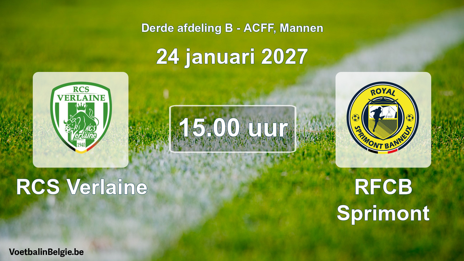 Geplande wedstrijd mannenvoetbal: RCS Verlaine - RFCB Sprimont (24 januari 2027)