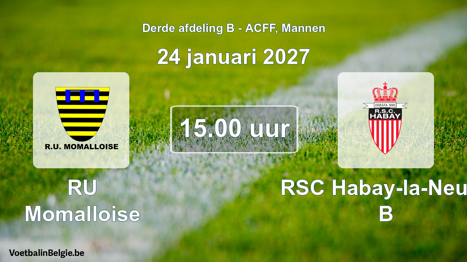 Geplande wedstrijd mannenvoetbal: RU Momalloise - RSC Habay-la-Neuve B (24 januari 2027)