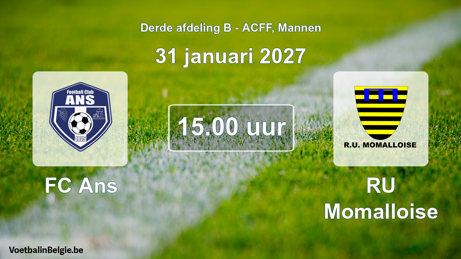 Geplande wedstrijd mannenvoetbal: FC Ans - RU Momalloise (31 januari 2027)