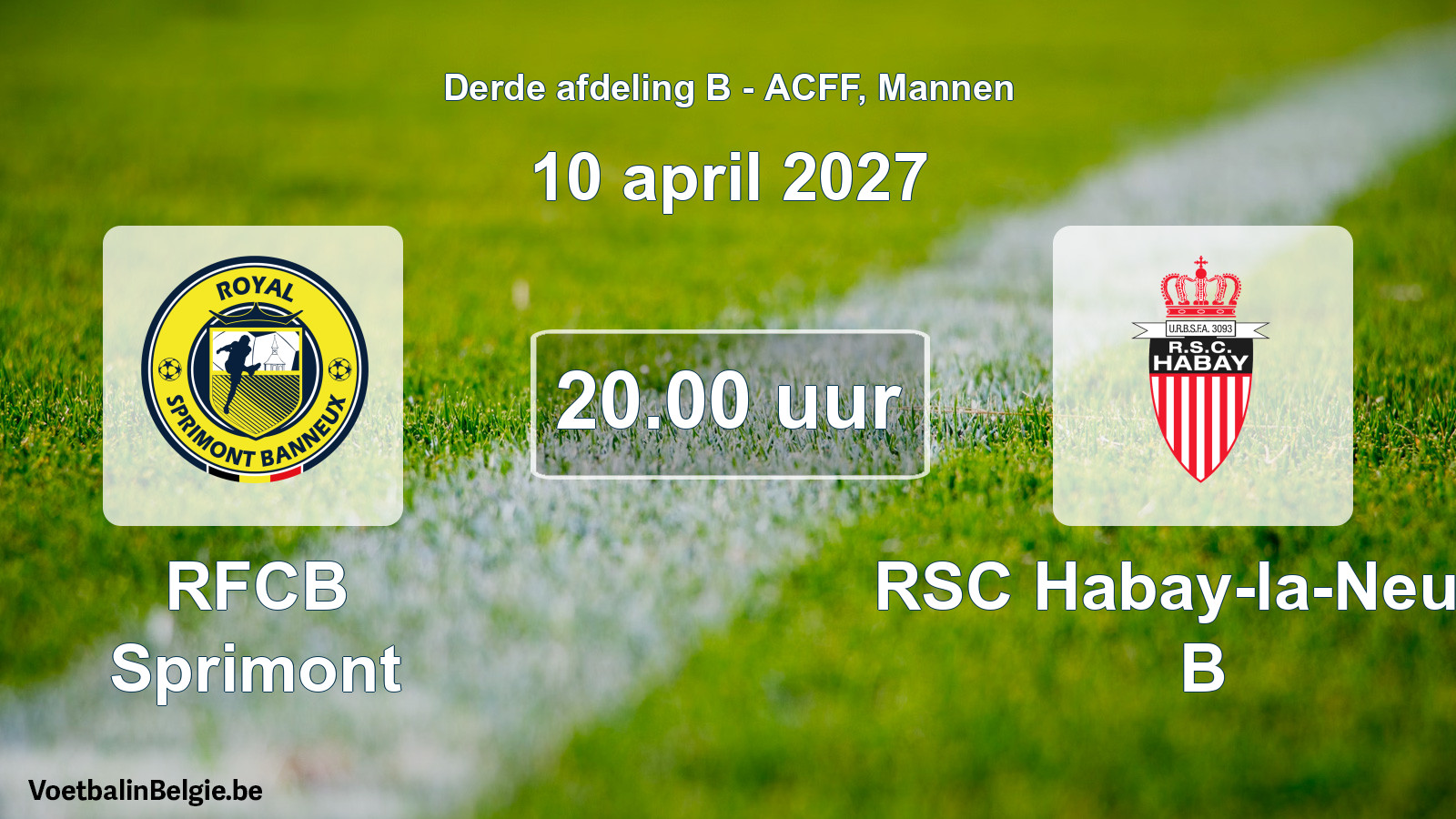 Geplande wedstrijd mannenvoetbal: RFCB Sprimont - RSC Habay-la-Neuve B (10 april 2027)