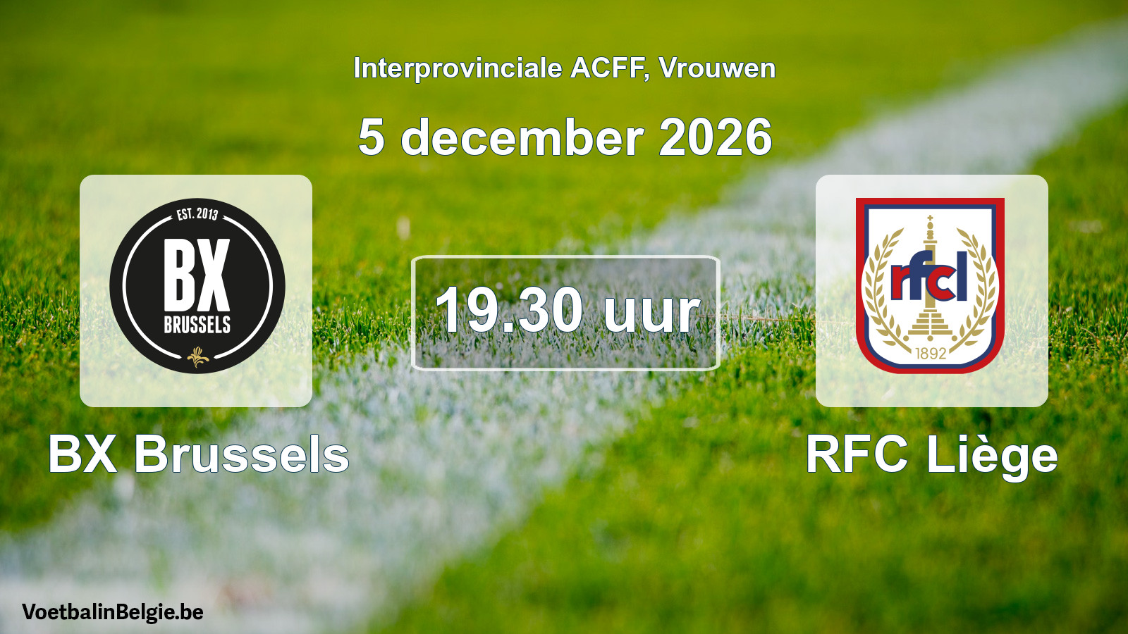 Geplande wedstrijd vrouwenvoetbal: BX Brussels - RFC Liège (5 december 2026)