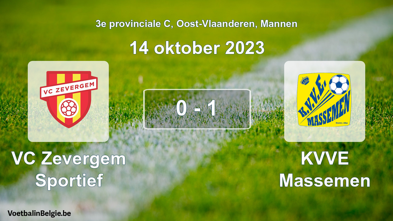 Gespeelde wedstrijd mannenvoetbal: VC Zevergem Sportief - KVVE Massemen 0 - 1 (14 oktober 2023)