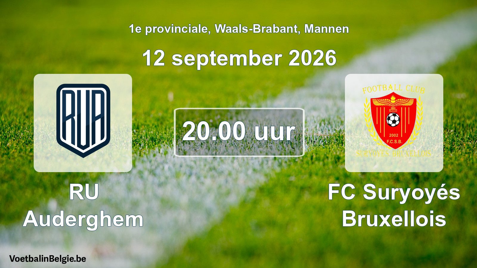 Geplande wedstrijd mannenvoetbal: RU Auderghem - FC Suryoyés Bruxellois (12 september 2026)
