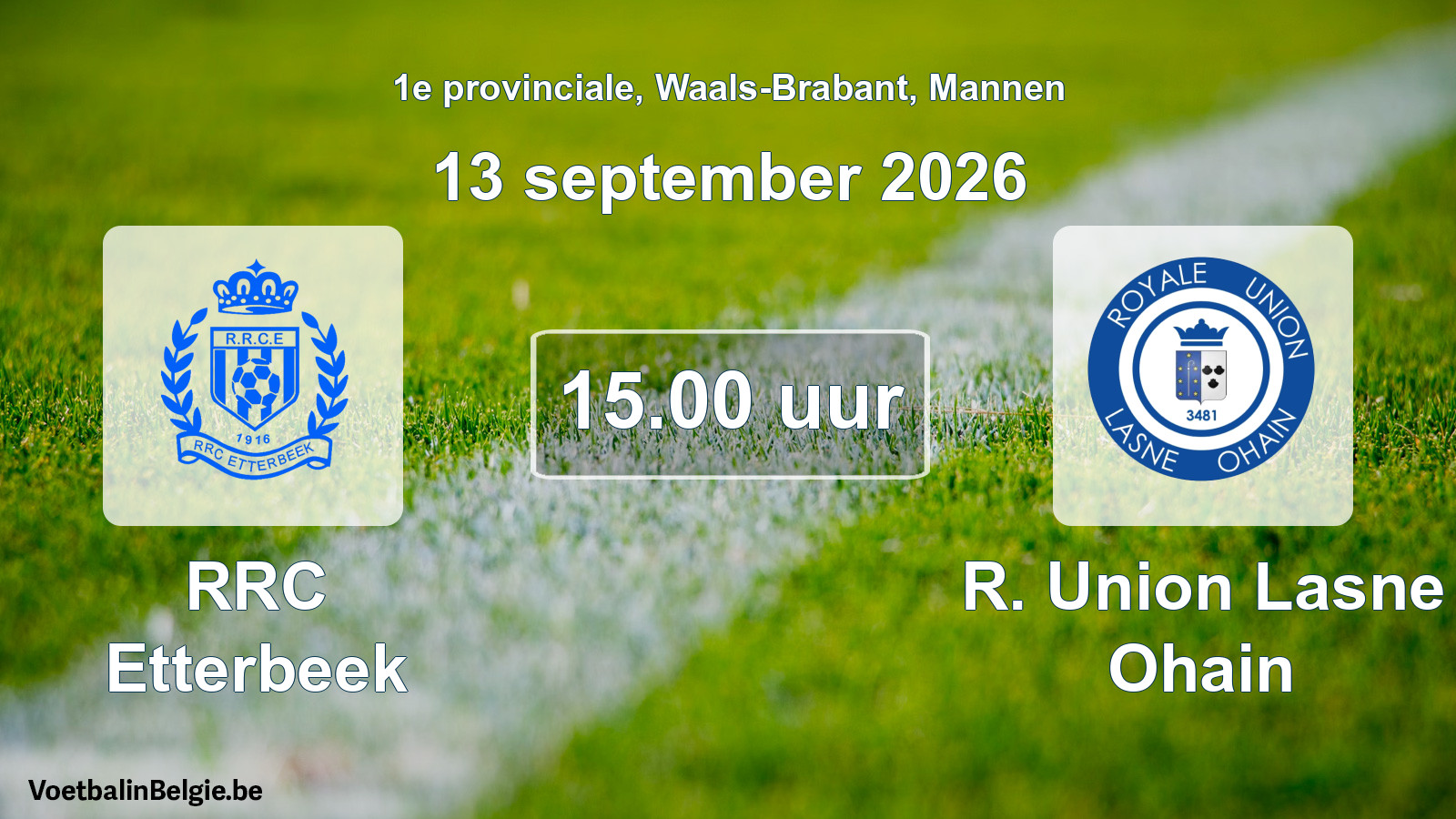 Geplande wedstrijd mannenvoetbal: RRC Etterbeek - R. Union Lasne Ohain (13 september 2026)