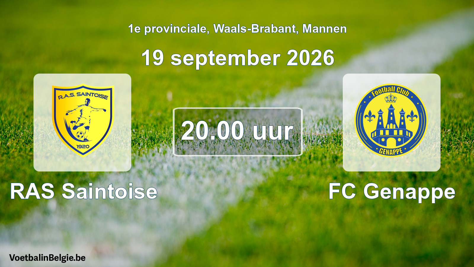 Geplande wedstrijd mannenvoetbal: RAS Saintoise - FC Genappe (19 september 2026)