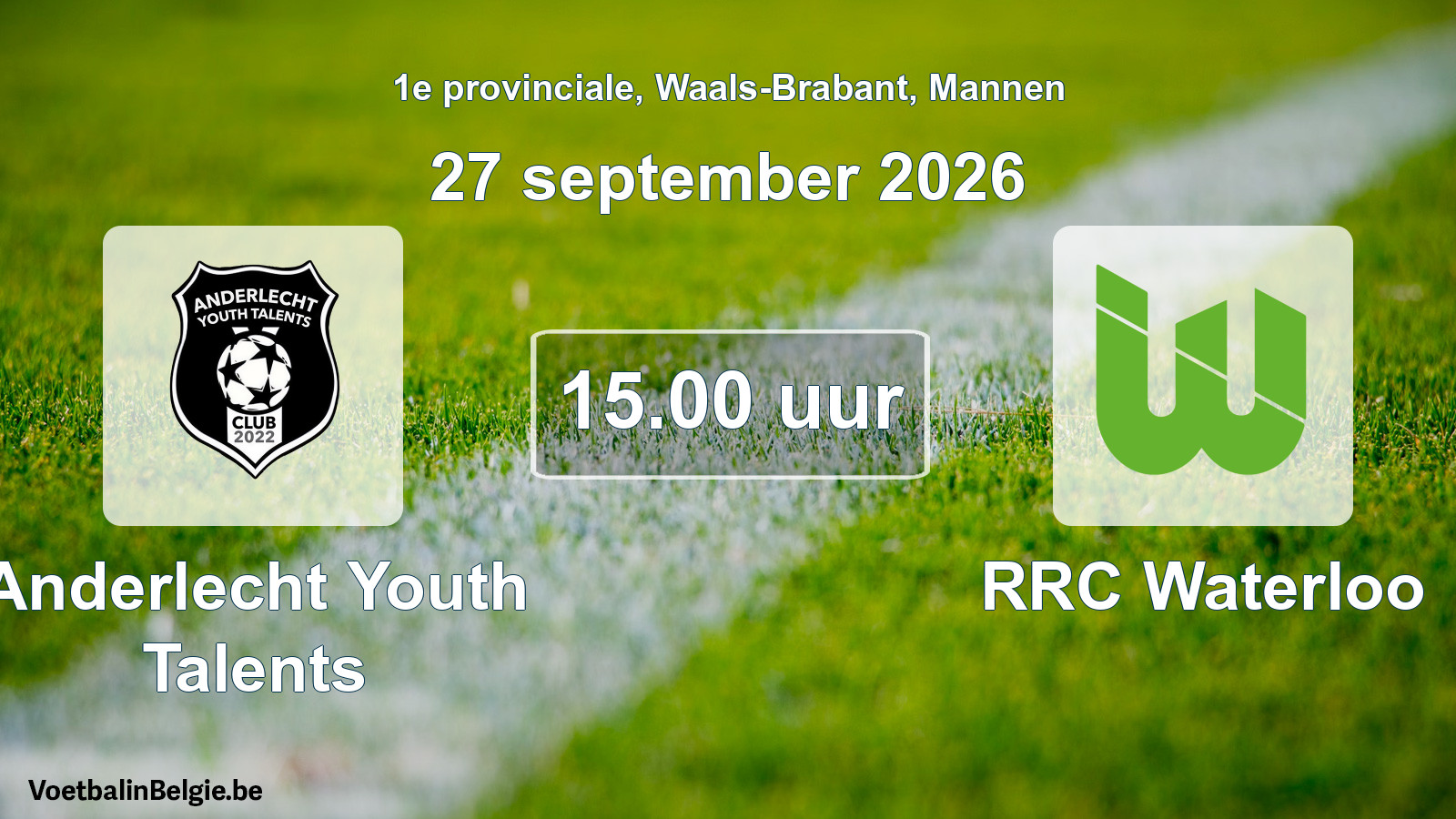 Geplande wedstrijd mannenvoetbal: Anderlecht Youth Talents - RRC Waterloo (27 september 2026)