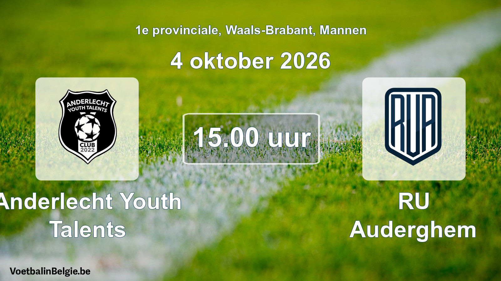 Geplande wedstrijd mannenvoetbal: Anderlecht Youth Talents - RU Auderghem (4 oktober 2026)