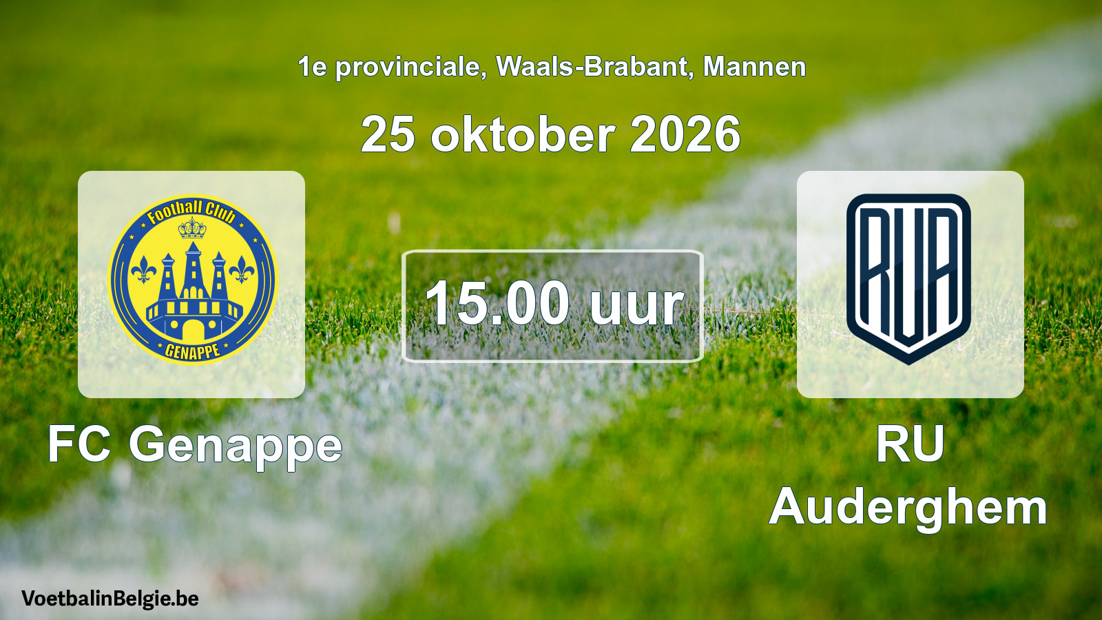 Geplantes Spiel männer-Fußball: FC Genappe - RU Auderghem (25 Oktober 2026)
