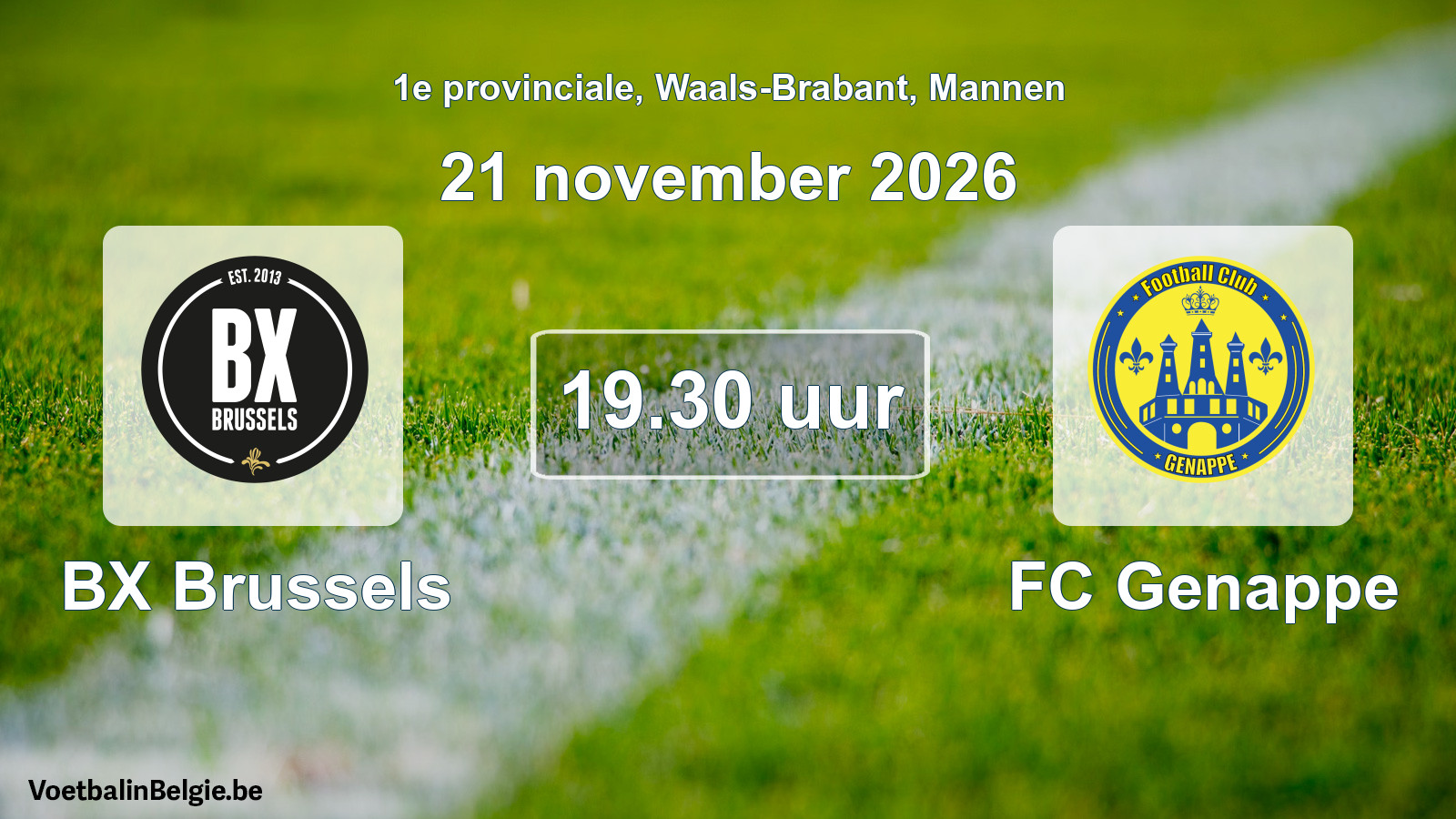 Geplande wedstrijd mannenvoetbal: BX Brussels - FC Genappe (21 november 2026)