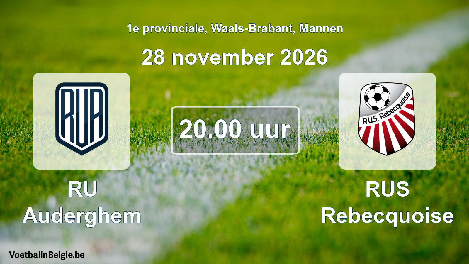 Geplande wedstrijd mannenvoetbal: RU Auderghem - RUS Rebecquoise (28 november 2026)