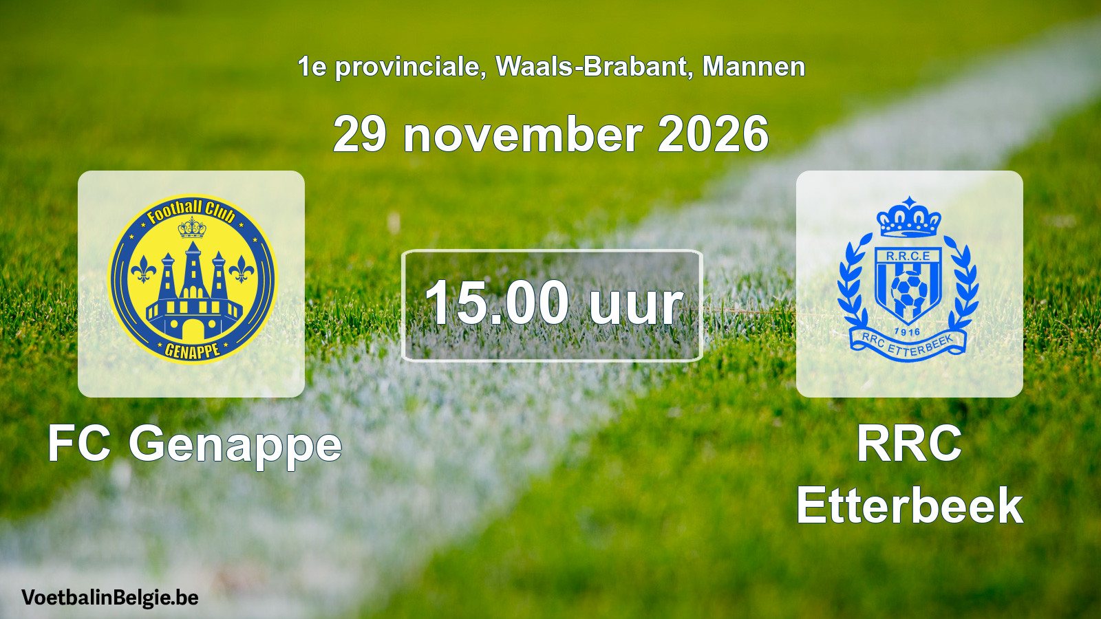 Geplande wedstrijd mannenvoetbal: FC Genappe - RRC Etterbeek (29 november 2026)