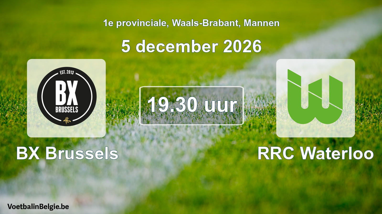 Scheduled match men football: BX Brussels - RRC Waterloo (5 December 2026)