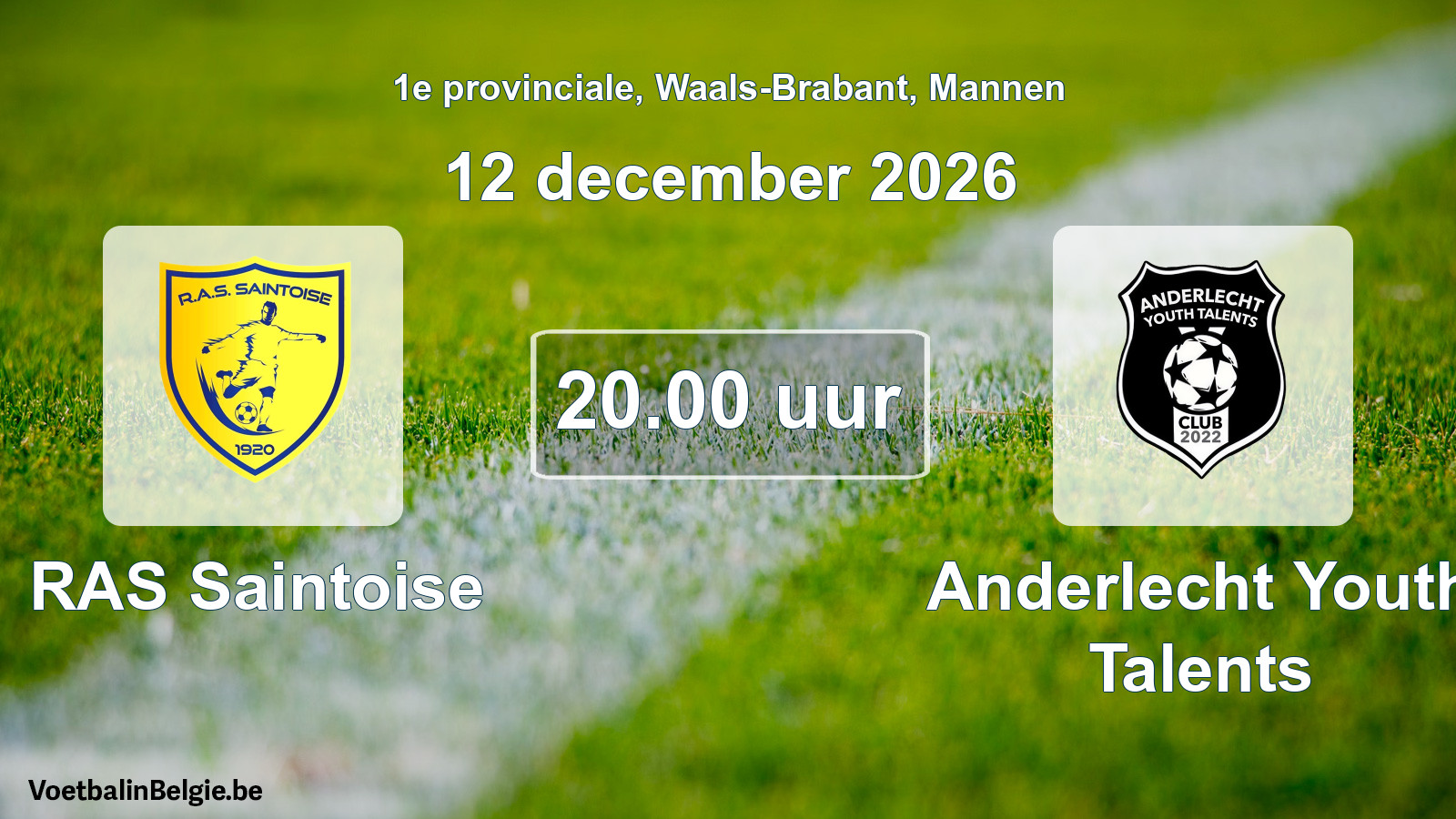 Geplande wedstrijd mannenvoetbal: RAS Saintoise - Anderlecht Youth Talents (12 december 2026)