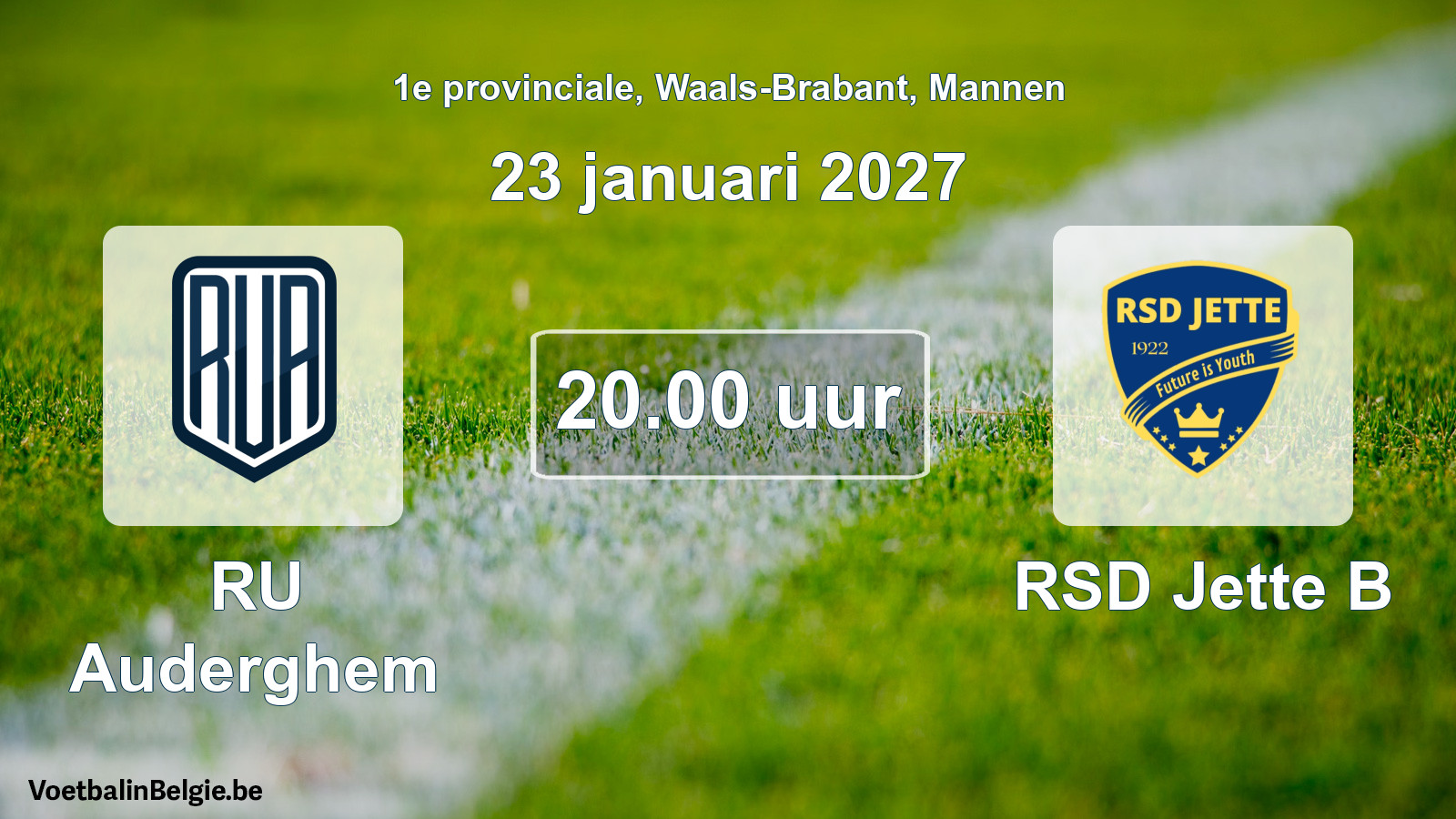 Geplande wedstrijd mannenvoetbal: RU Auderghem - RSD Jette B (23 januari 2027)