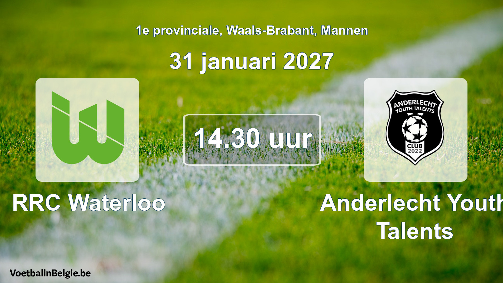 Geplande wedstrijd mannenvoetbal: RRC Waterloo - Anderlecht Youth Talents (31 januari 2027)