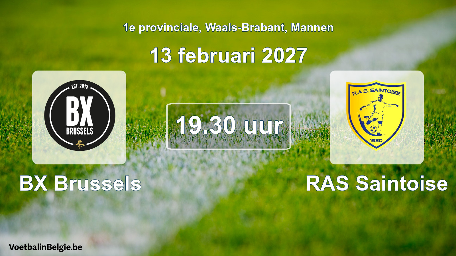 Geplande wedstrijd mannenvoetbal: BX Brussels - RAS Saintoise (13 februari 2027)