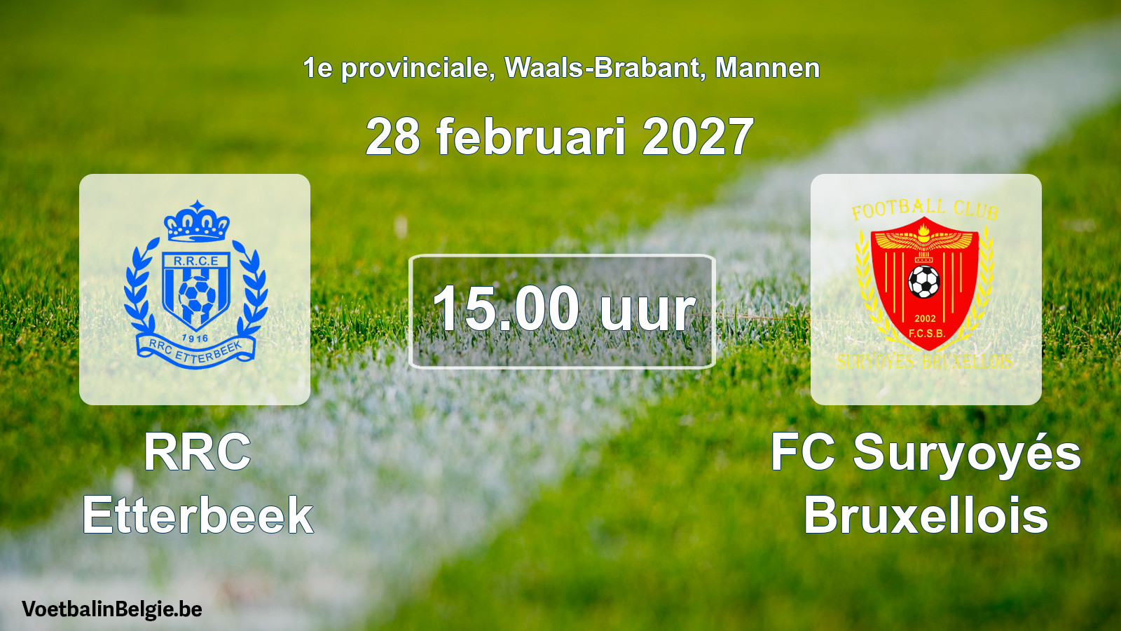 Geplande wedstrijd mannenvoetbal: RRC Etterbeek - FC Suryoyés Bruxellois (28 februari 2027)