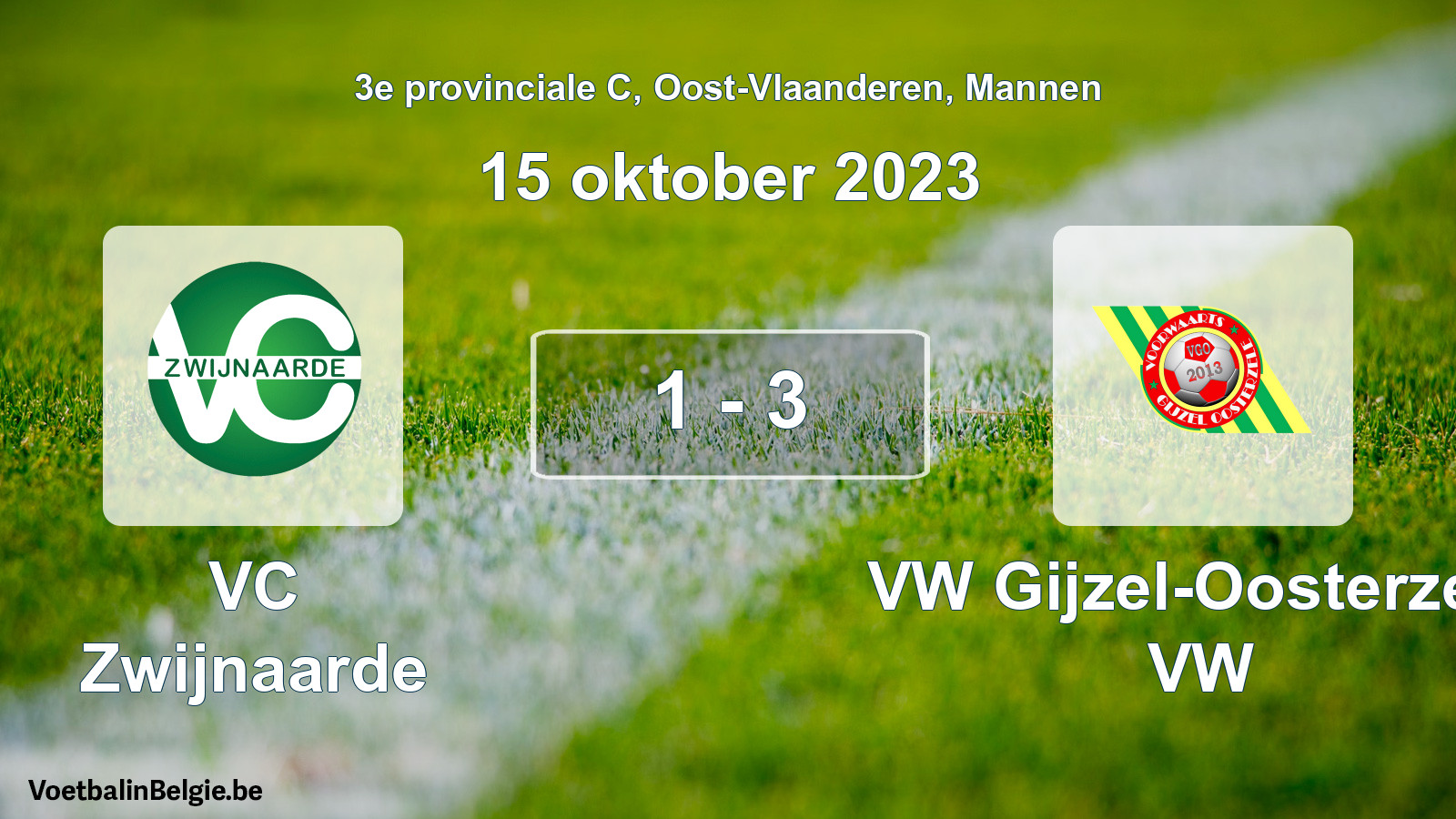 Played match men football: VC Zwijnaarde - VW Gijzel-Oosterzele VW 1 - 3 (15 October 2023)