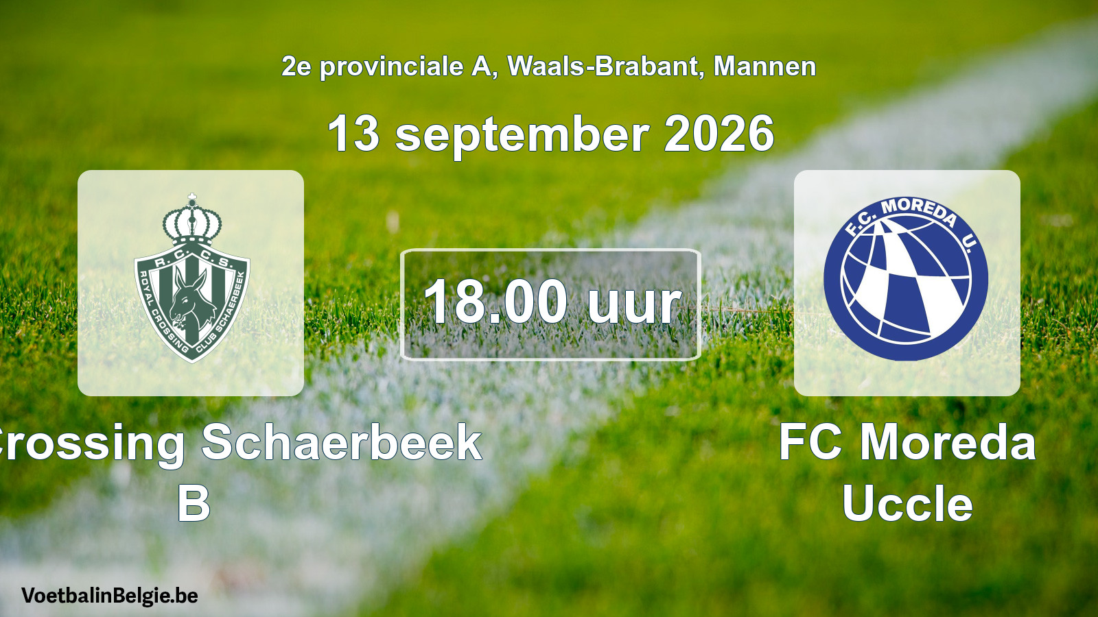 Scheduled match men football: R. Crossing Schaerbeek B - FC Moreda Uccle (13 September 2026)