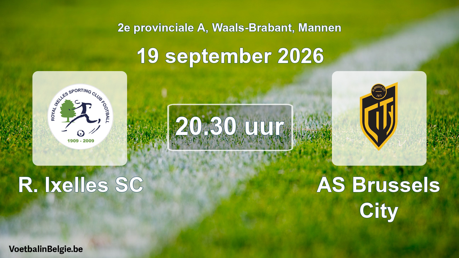 Geplande wedstrijd mannenvoetbal: R. Ixelles SC - AS Brussels City (19 september 2026)
